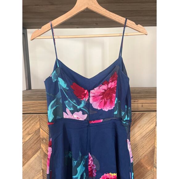 Banana Republic Linen Blend Dress Blue with Tropical Floral Print Size 0 - Picture 5 of 8